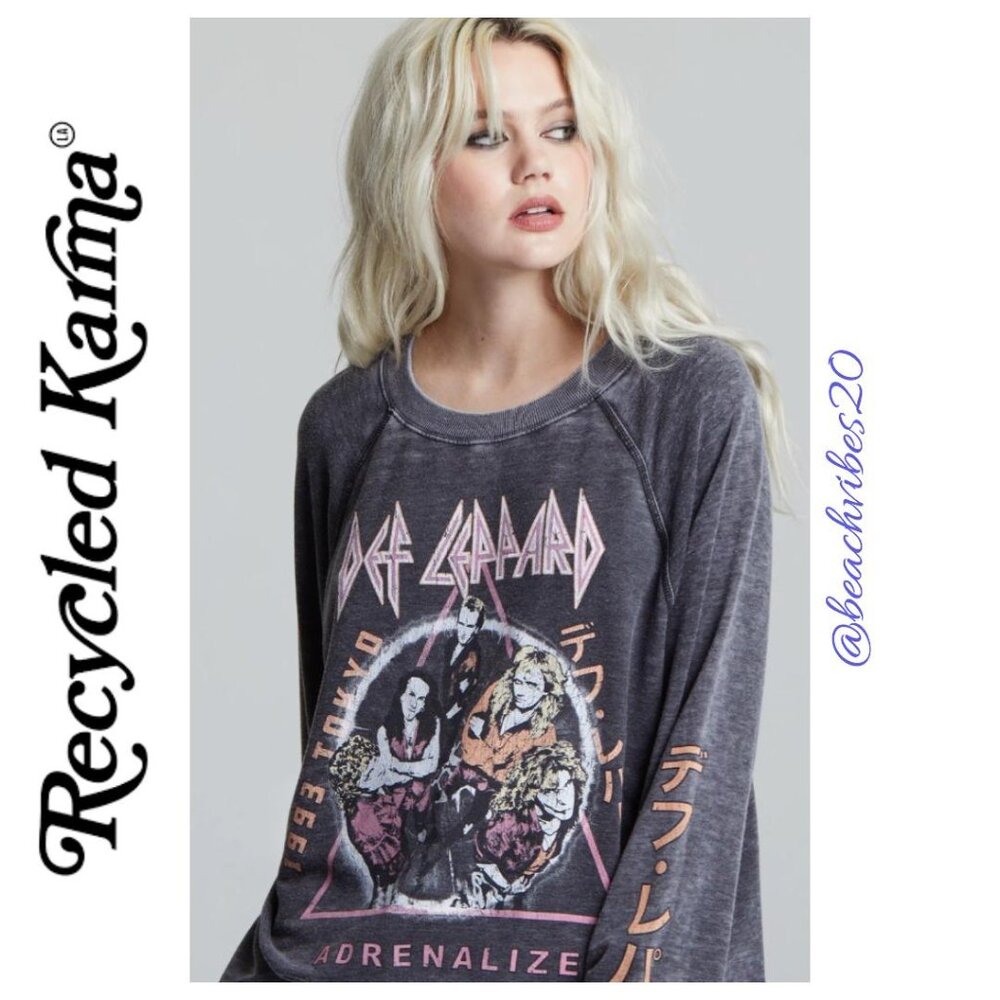 *RECYCLED KARMA Def Leppard ‘93 Adrenalize World Tour Sweatshirt Black XS RK-6 - Picture 5 of 9